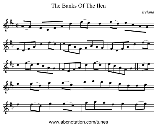 The Banks Of The Ilen - staff notation