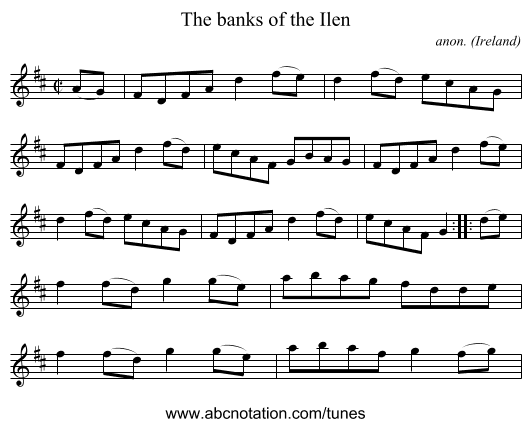 The banks of the Ilen - staff notation