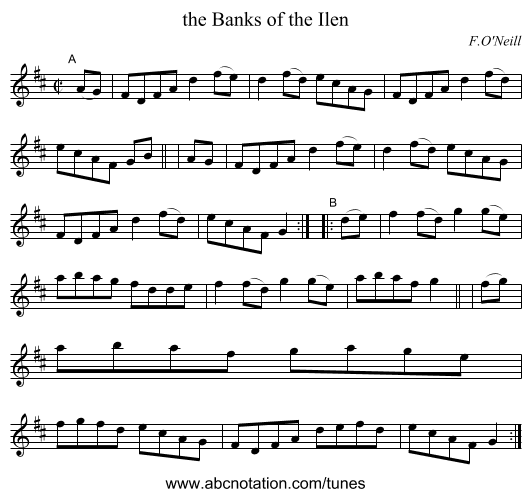 the Banks of the Ilen - staff notation