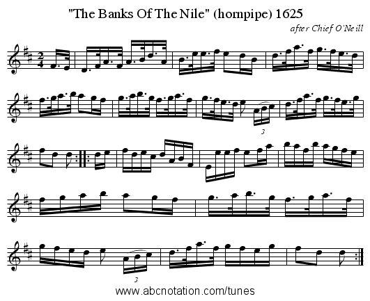 The Banks Of The Nile (hornpipe) 1625 - staff notation