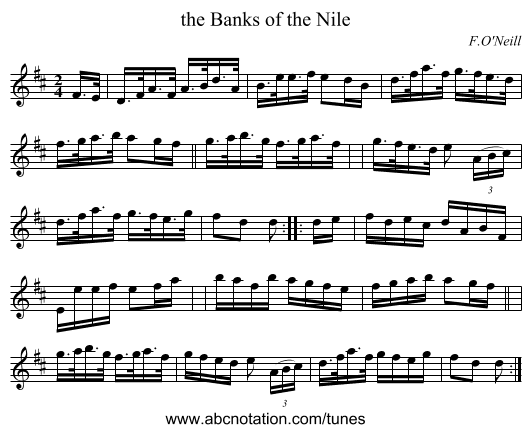 the Banks of the Nile - staff notation