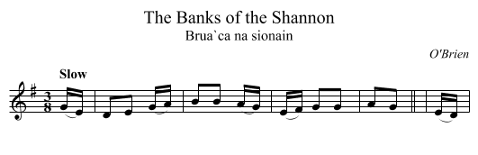The Banks of the Shannon - staff notation