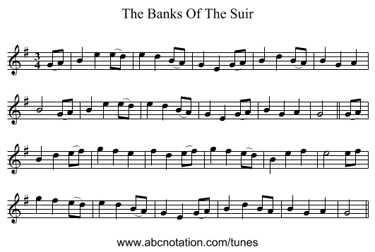 The Banks Of The Suir - staff notation