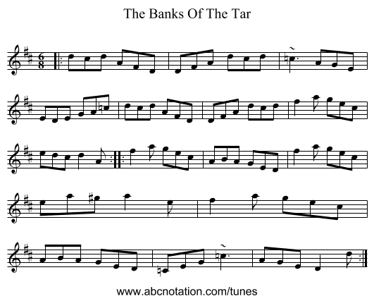 The Banks Of The Tar - staff notation