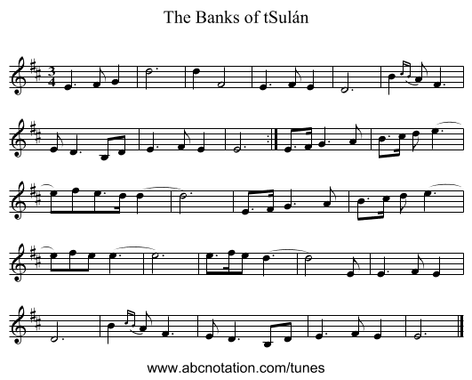 The Banks of tSulán - staff notation