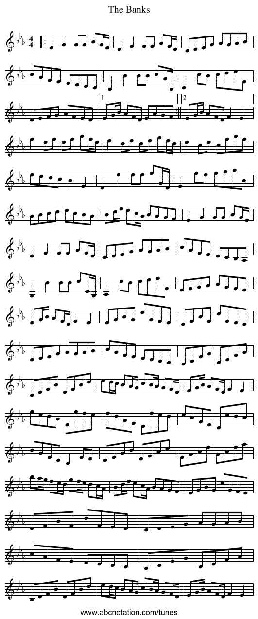 The Banks - staff notation