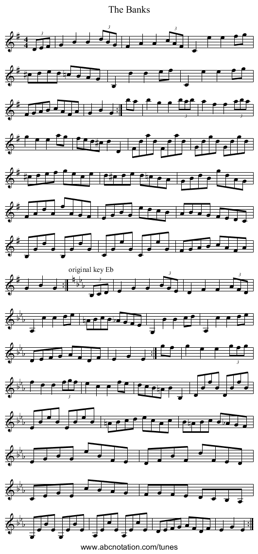 The Banks - staff notation