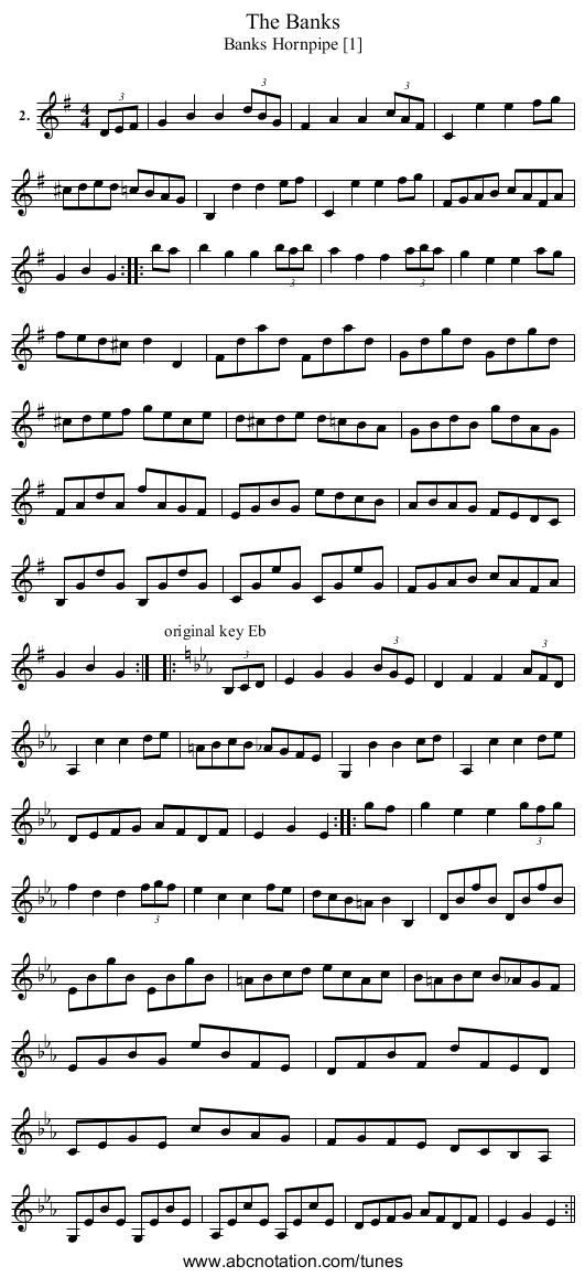 The Banks - staff notation