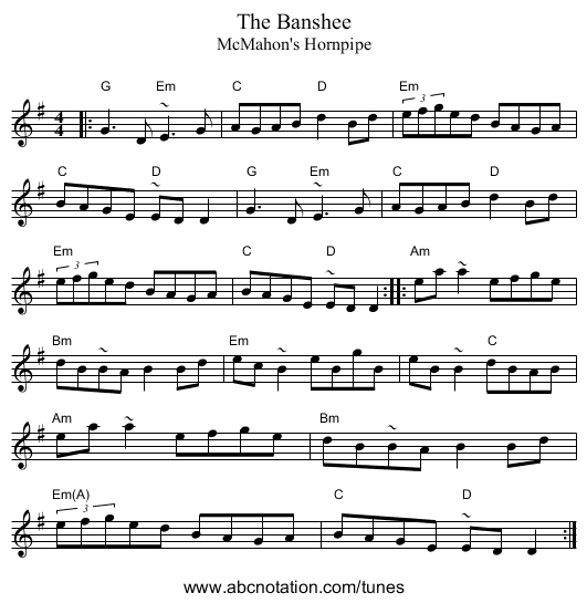 The Banshee - staff notation