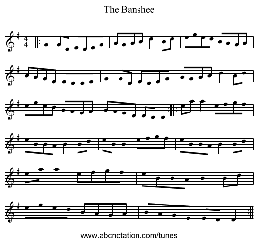 The Banshee - staff notation