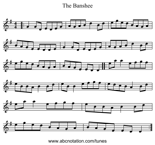 The Banshee - staff notation