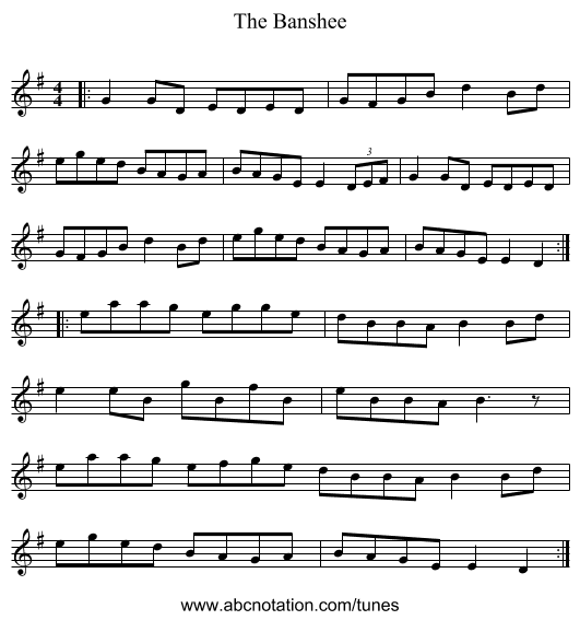 The Banshee - staff notation