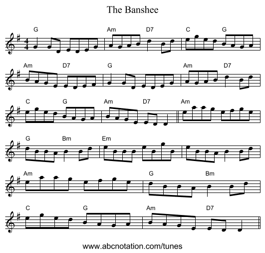 The Banshee - staff notation