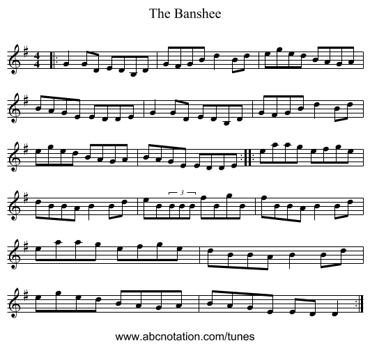The Banshee - staff notation