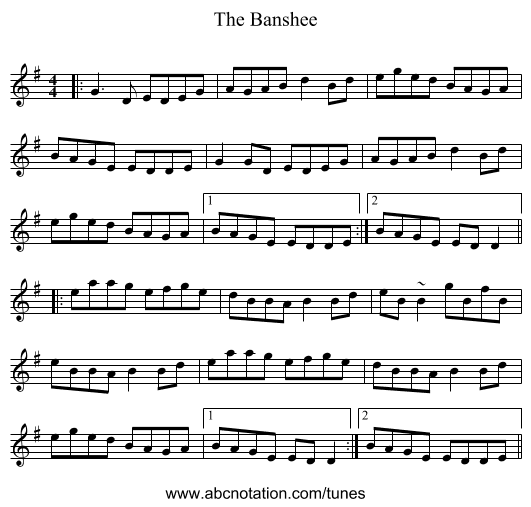 The Banshee - staff notation