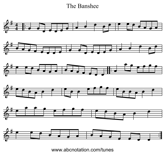 The Banshee - staff notation