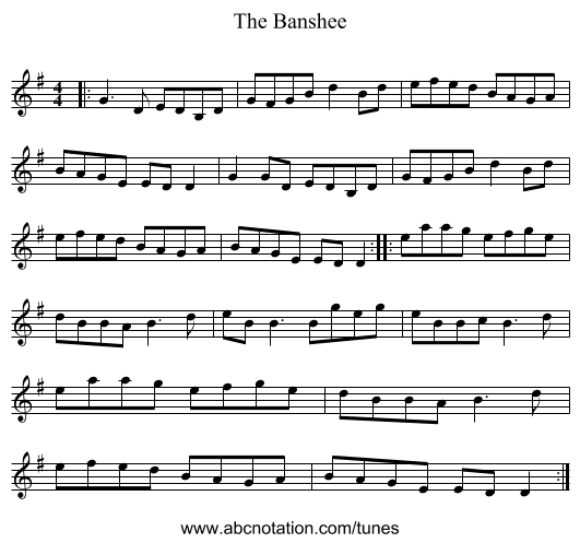The Banshee - staff notation