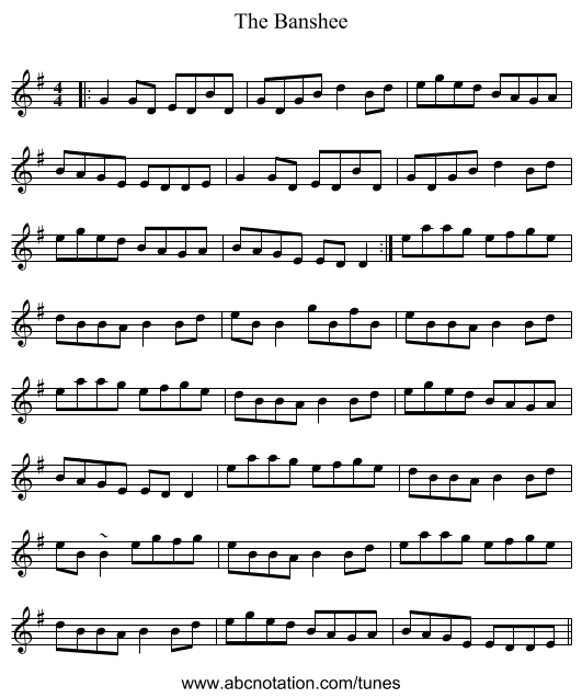 The Banshee - staff notation