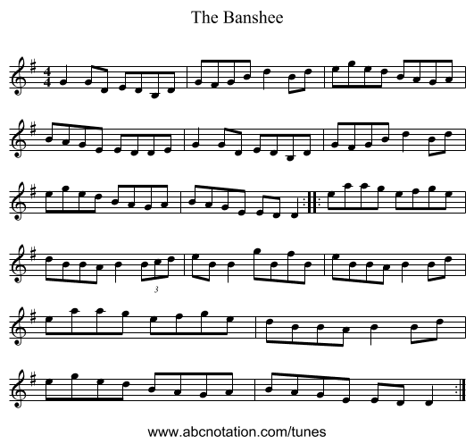 The Banshee - staff notation