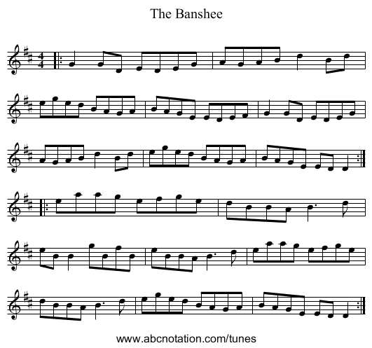 The Banshee - staff notation