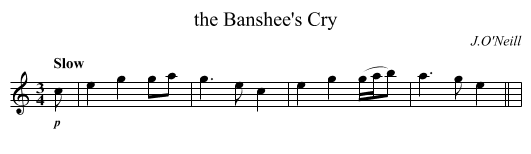 the Banshee's Cry - staff notation