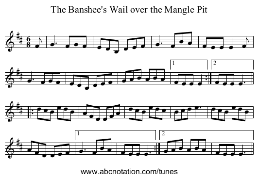 The Banshee's Wail over the Mangle Pit - staff notation