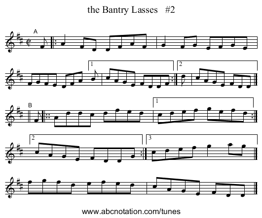 the Bantry Lasses   #2 - staff notation