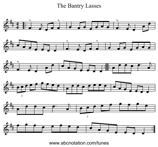 The Bantry Lasses - staff notation