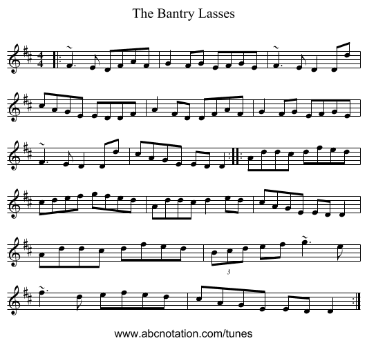 The Bantry Lasses - staff notation