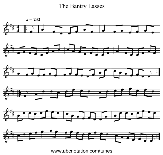 The Bantry Lasses - staff notation