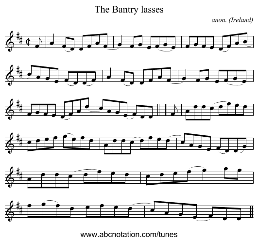 The Bantry lasses - staff notation