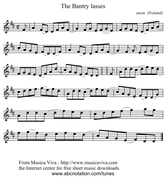 The Bantry lasses - staff notation