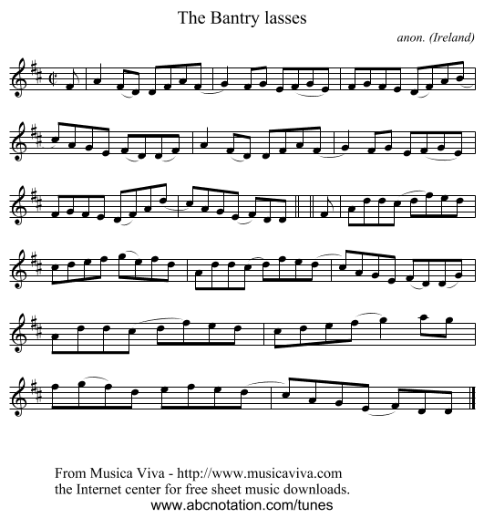The Bantry lasses - staff notation