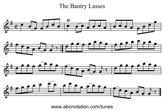 The Bantry Lasses - staff notation