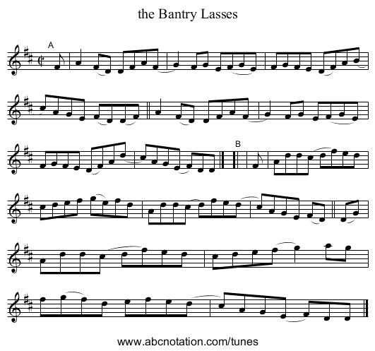 the Bantry Lasses - staff notation