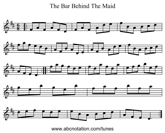 The Bar Behind The Maid - staff notation