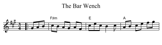 The Bar Wench - staff notation