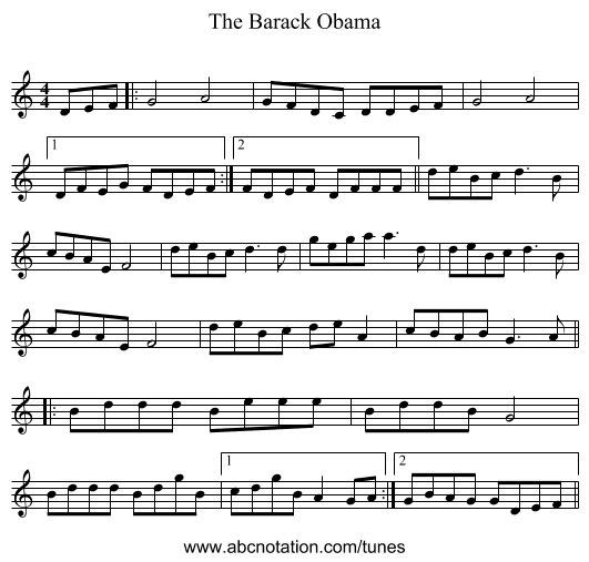 The Barack Obama - staff notation