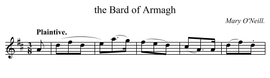 the Bard of Armagh - staff notation