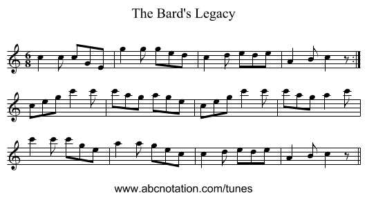 The Bard's Legacy - staff notation