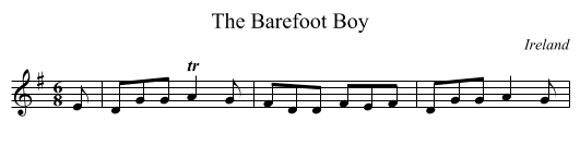 The Barefoot Boy - staff notation