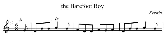 the Barefoot Boy - staff notation