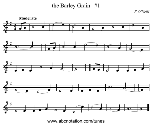 the Barley Grain #1 - staff notation