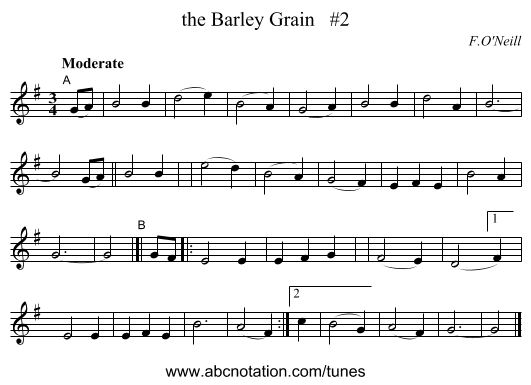 the Barley Grain #2 - staff notation