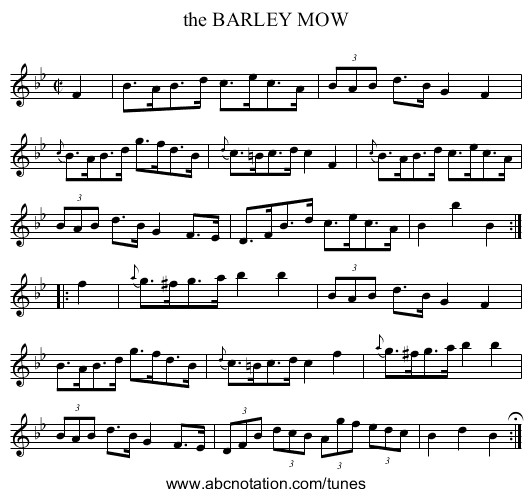 the BARLEY MOW - staff notation