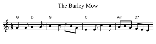 The Barley Mow - staff notation