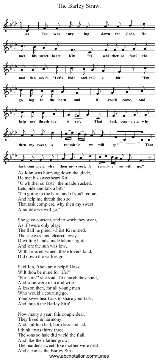 The Barley Straw. - staff notation