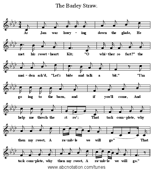 The Barley Straw. - staff notation