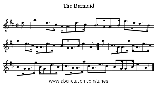 The Barmaid - staff notation