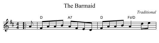 The Barmaid - staff notation